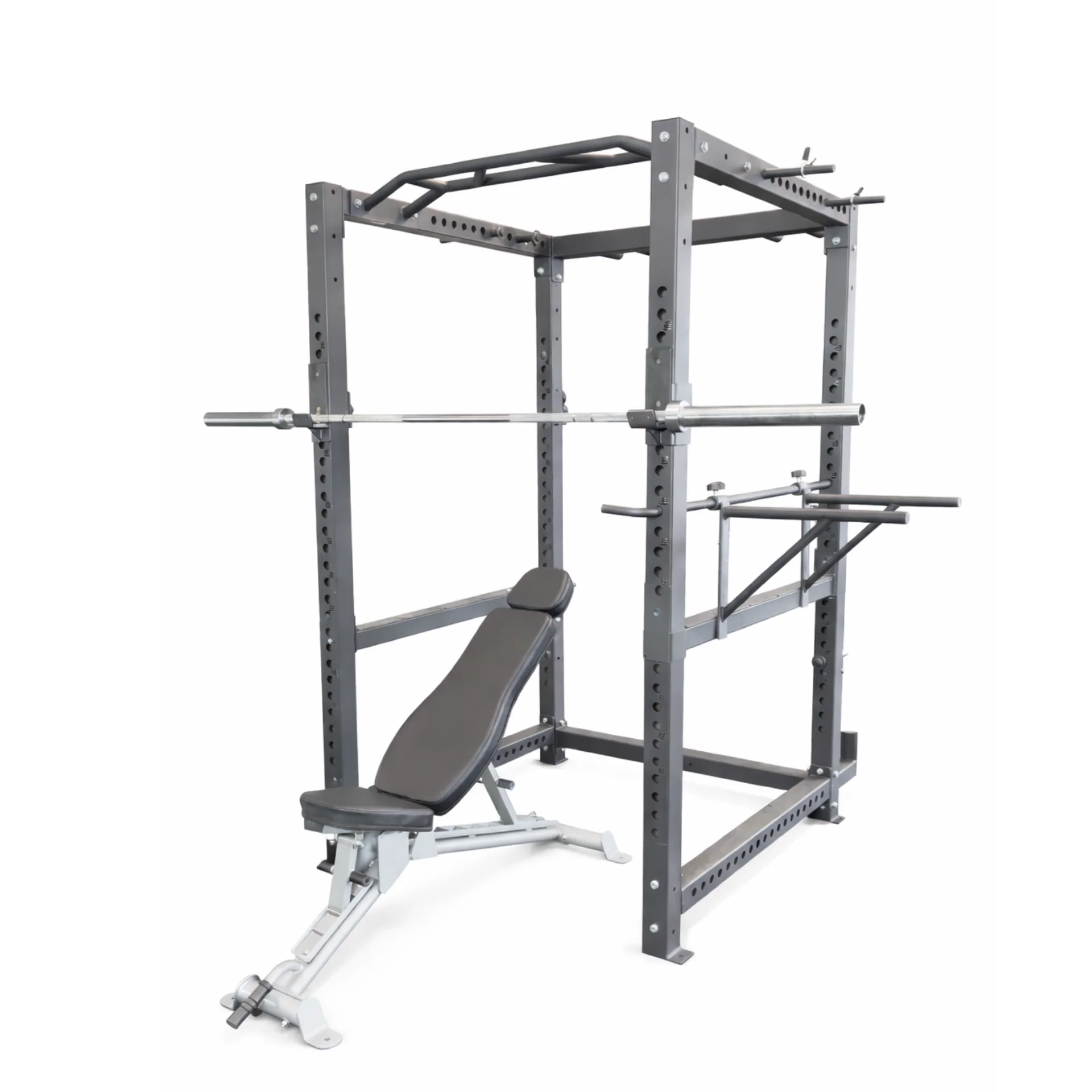 Elite Commercial Power Rack Bundle + 120kg Bumper Set, 20kg Barbell & FID Bench - Image 2